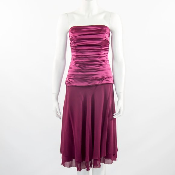 NICOLE MILLER Silk Burgundy Strapless Dress Cocktail Party Sz 8 - Picture 2 of 5